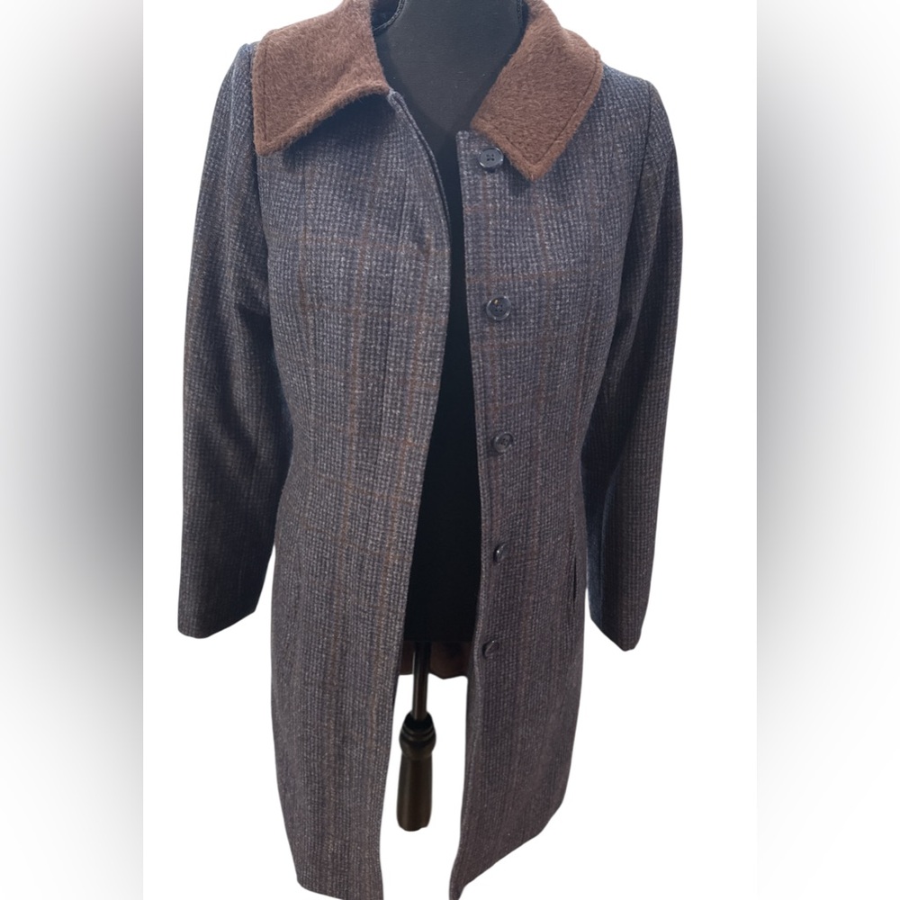 Vintage Wool Blue Plaid   Coat Size Small